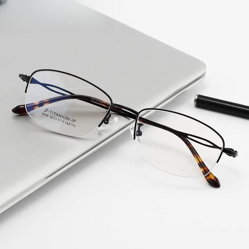 Women's Square Semi-Rimless Titanium Prescription Glasses 1836 — view 1 | Rx Spectacle