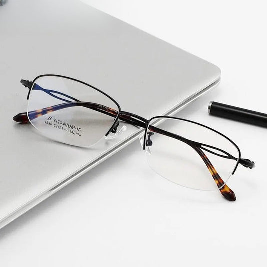 Women's Square Semi-Rimless Titanium Prescription Glasses 1836 — view 1 | Rx Spectacle