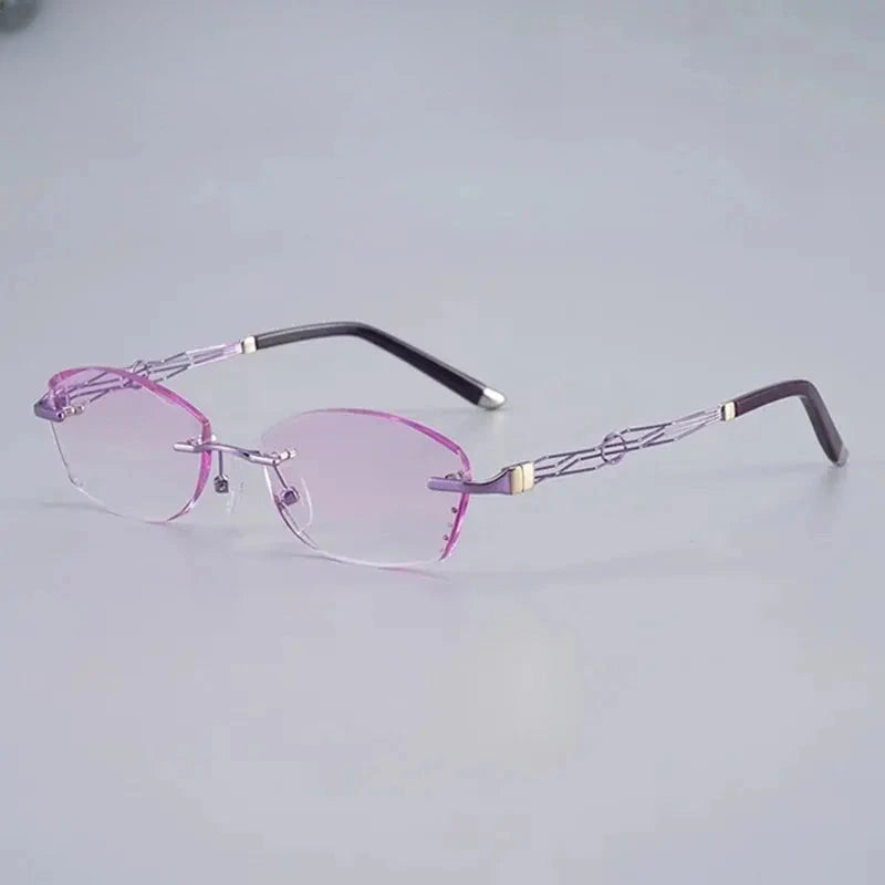 Women's Oval Rimless Titanium Prescription Glasses 658072 — view 4 | Rx Spectacle