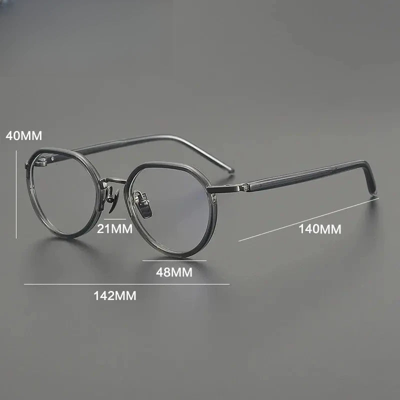 Unisex Round Full Rim Titanium Flat Top Prescription Glasses G2171 — view 2 | Rx Spectacle