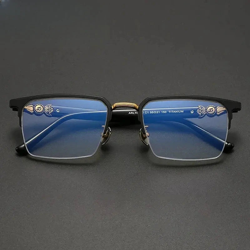Men's Square Full Rim Titanium Oversized Prescription Glasses 426860 — view 1 | Rx Spectacle