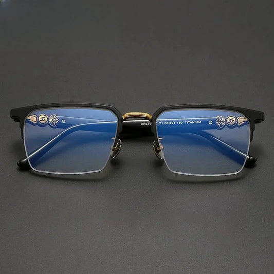Men's Square Full Rim Titanium Oversized Prescription Glasses 426860 — view 1 | Rx Spectacle