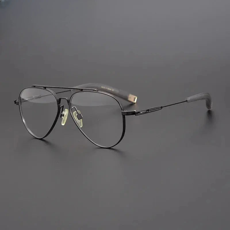 Men's Oval Full Rim Titanium Double Bridge Prescription Glasses 101776 — view 3 | Rx Spectacle