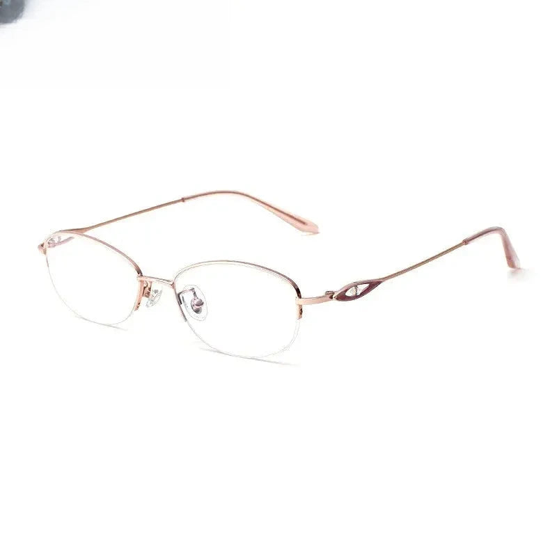 Women's Oval Semi-Rimless Titanium Prescription Glasses 951856 — view 7 | Rx Spectacle