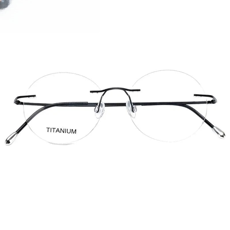 Unisex Round Rimless Titanium Prescription Glasses Kr6012 — view 12 | Rx Spectacle