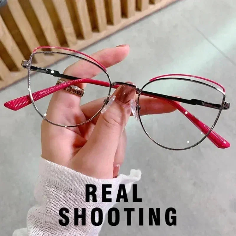 Women's Cat Eye Full Rim Alloy Reading Glasses 49745 — view 2 | Rx Spectacle