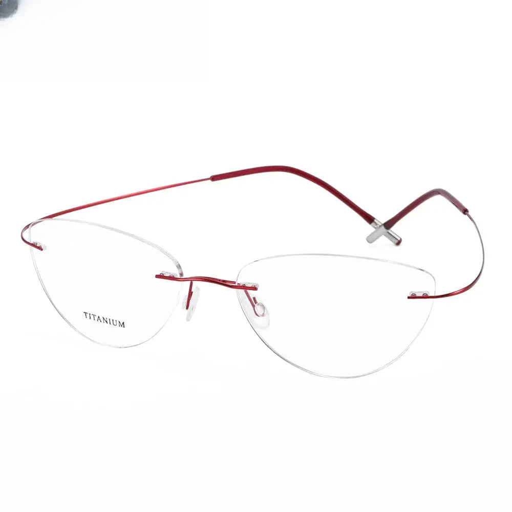 Unisex Cat Eye Rimless Titanium Prescription Glasses 720003 — view 8 | Rx Spectacle