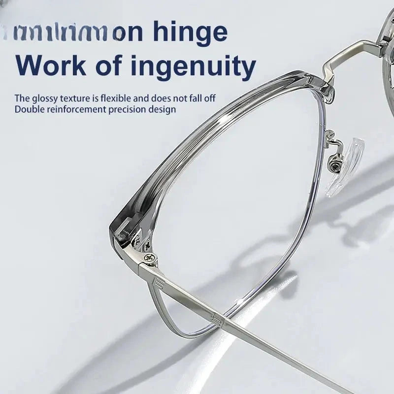 Men's Square Full Rim Titanium Reading Glasses 8026 — view 5 | Rx Spectacle