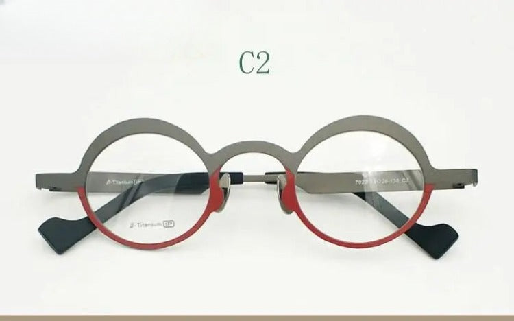 Unisex Round Full Rim Titanium Prescription Glasses 7023 — view 8 | Rx Spectacle