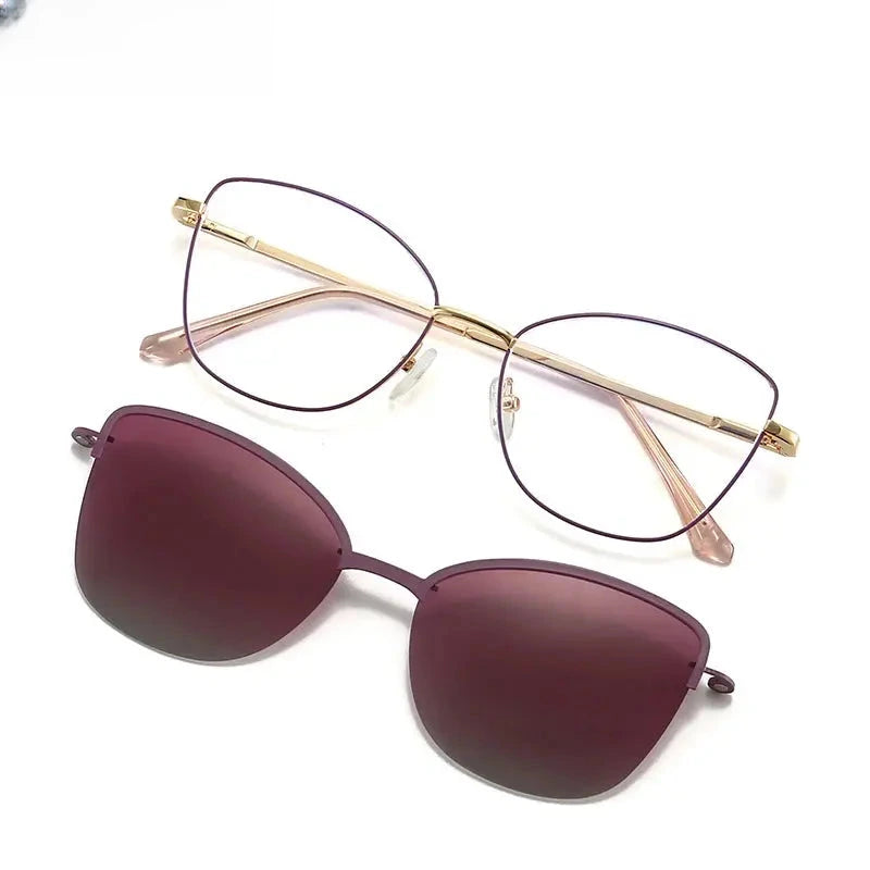 Women's Cat Eye Full Rim Alloy Clip-On Reading Glasses 70152 — view 6 | Rx Spectacle