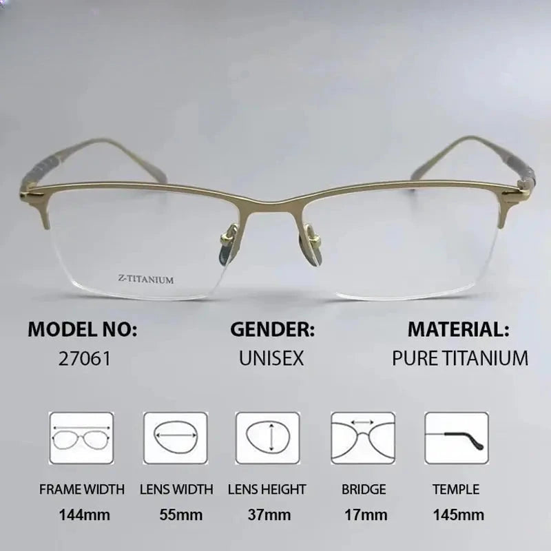 Men's Polygon Semi-Rimless Titanium Prescription Glasses 827061 — view 2 | Rx Spectacle