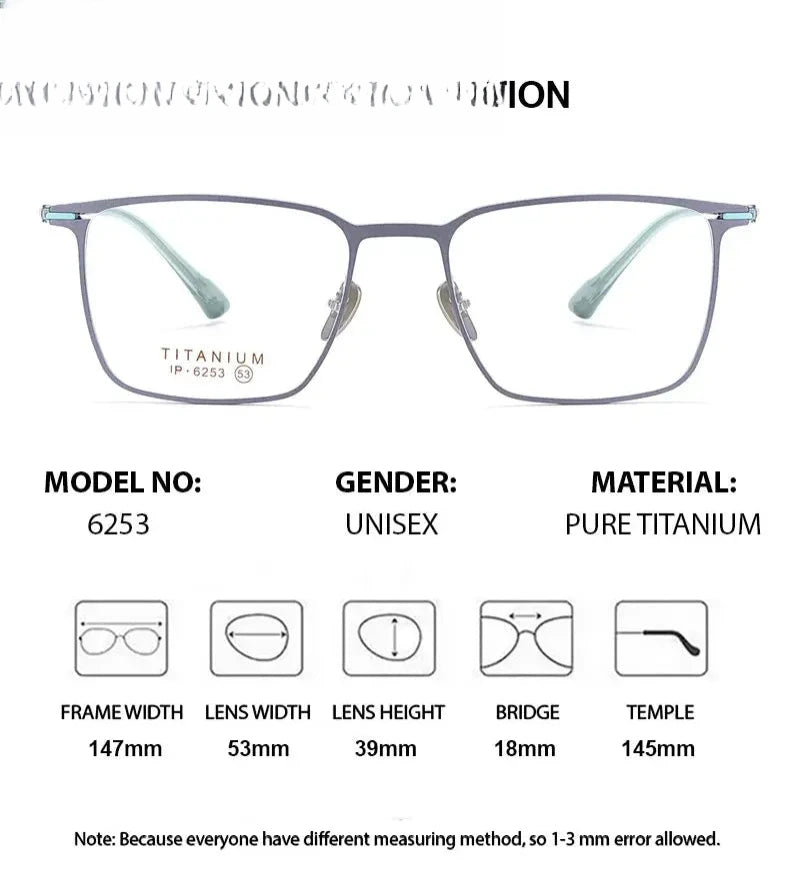 Men's Square Full Rim Titanium Prescription Glasses 616253 — view 2 | Rx Spectacle