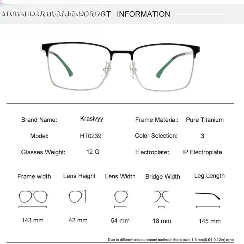 Men's Square Semi-Rimless Titanium Prescription Glasses — view 5 | Rx Spectacle