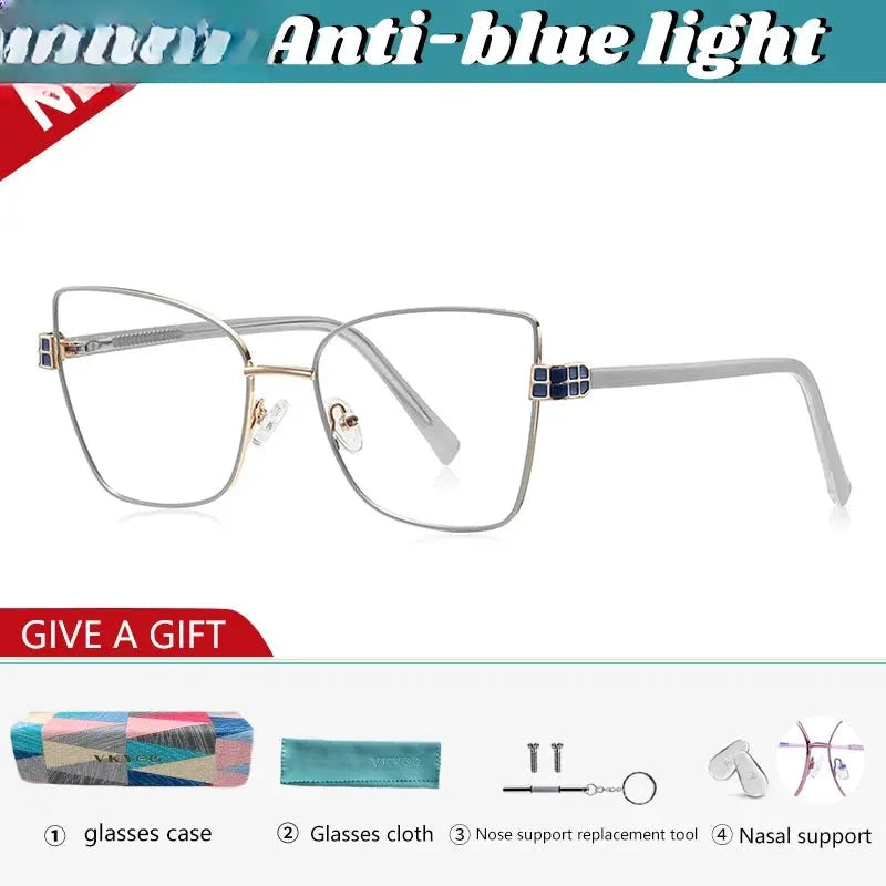 Women's Butterfly Full Rim Alloy Reading Glasses 423141 — view 6 | Rx Spectacle