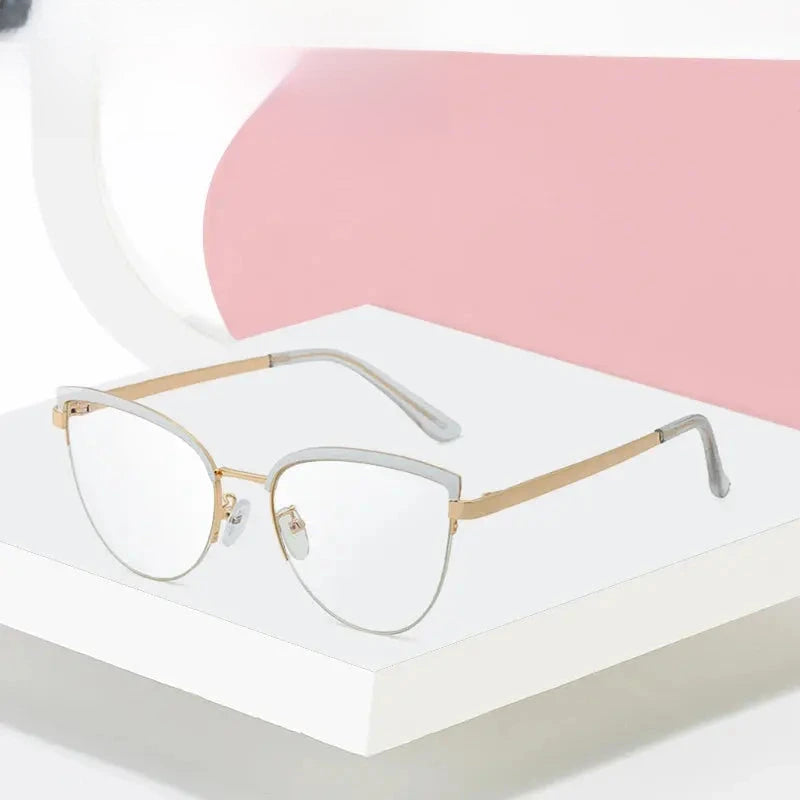 Women's Cat Eye Full Rim Alloy Prescription Glasses 95679 — view 1 | Rx Spectacle
