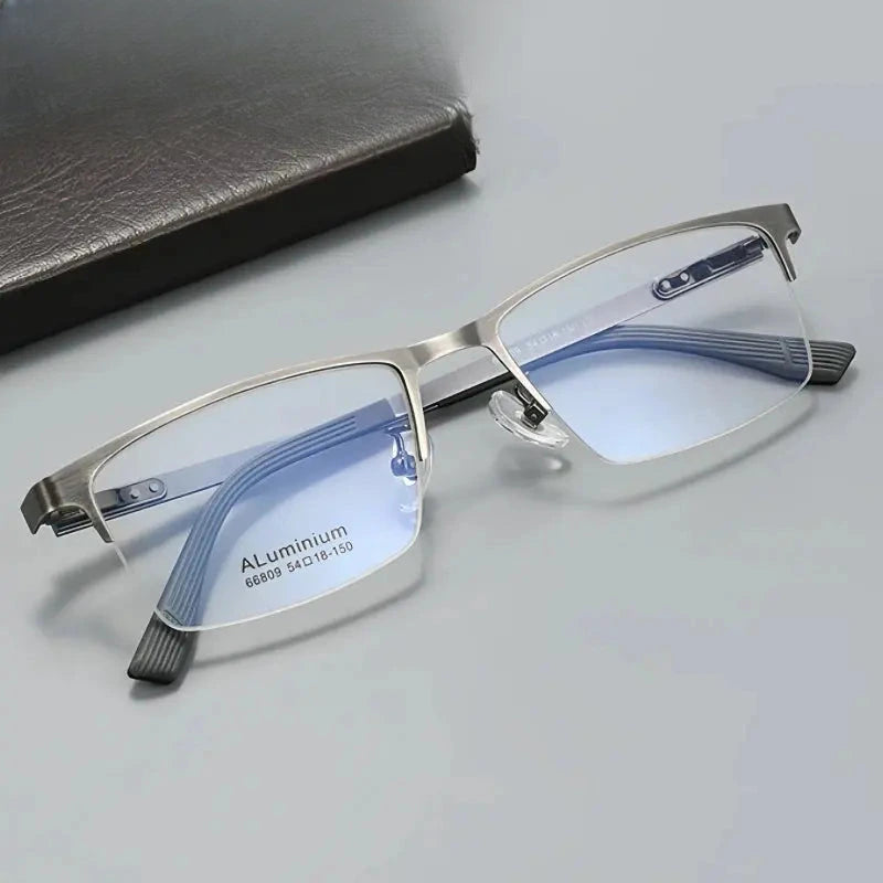 Men's Square Semi-Rimless Alloy Prescription Glasses 636809 — view 1 | Rx Spectacle