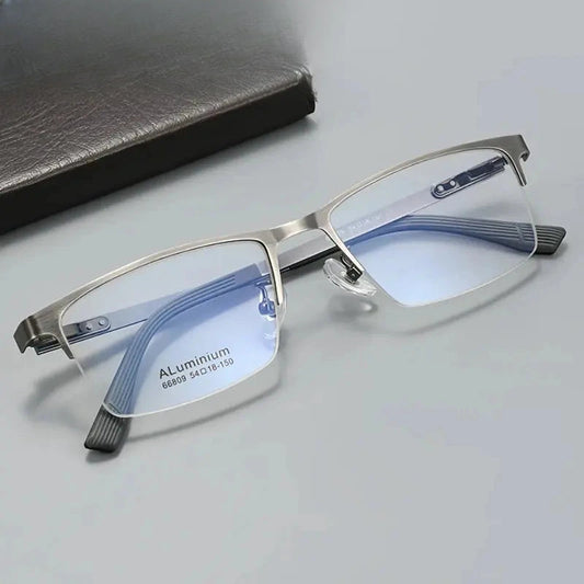 Men's Square Semi-Rimless Alloy Prescription Glasses 636809 — view 1 | Rx Spectacle