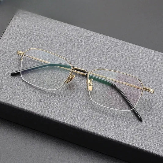 Men's Square Rimless Titanium Prescription Glasses 69941 — view 1 | Rx Spectacle