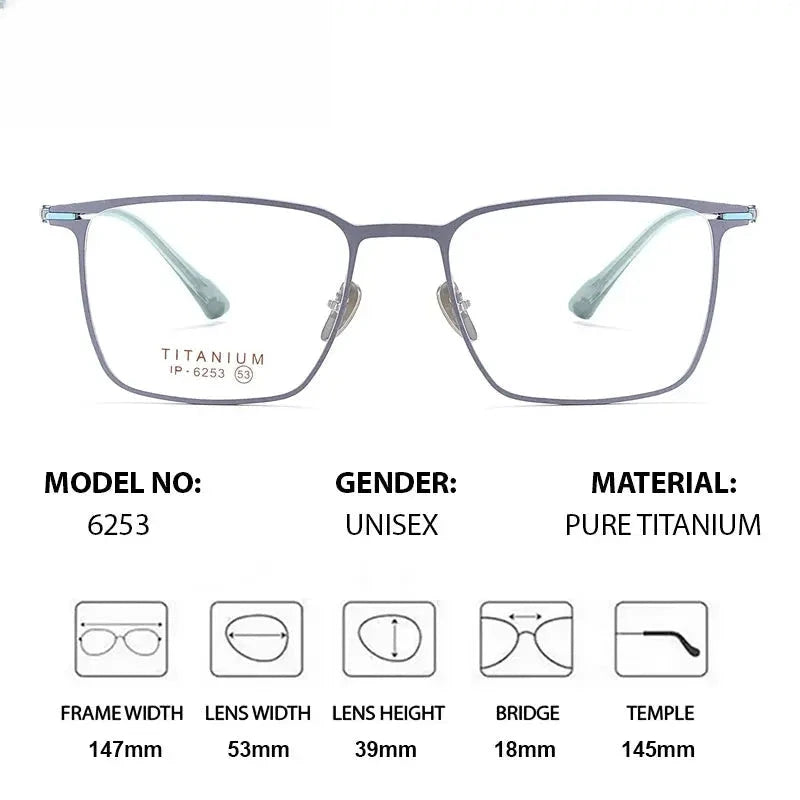 Men's Square Full Rim Titanium Prescription Glasses 406253 — view 3 | Rx Spectacle