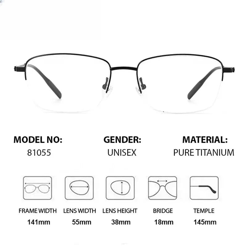 Men's Polygon Semi-Rimless Titanium Prescription Glasses 781055 — view 2 | Rx Spectacle