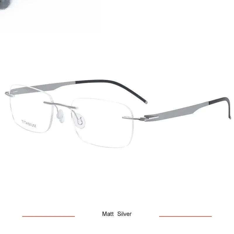 Unisex Square Rimless Titanium Screwless Prescription Glasses 316029 — view 4 | Rx Spectacle