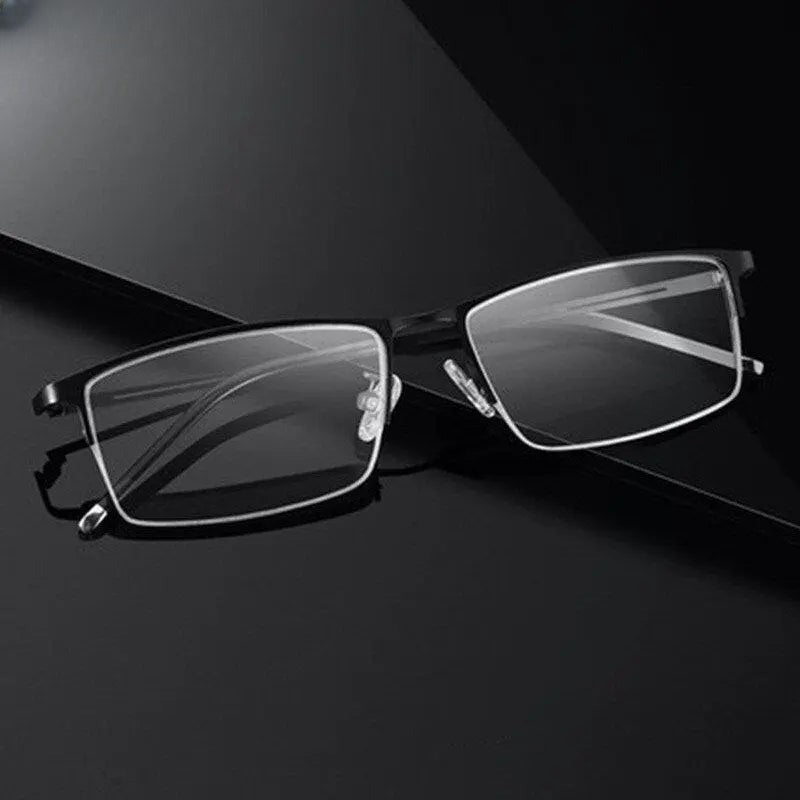 Men's Square Semi-Rimless Alloy Prescription Glasses 9070 — view 5 | Rx Spectacle