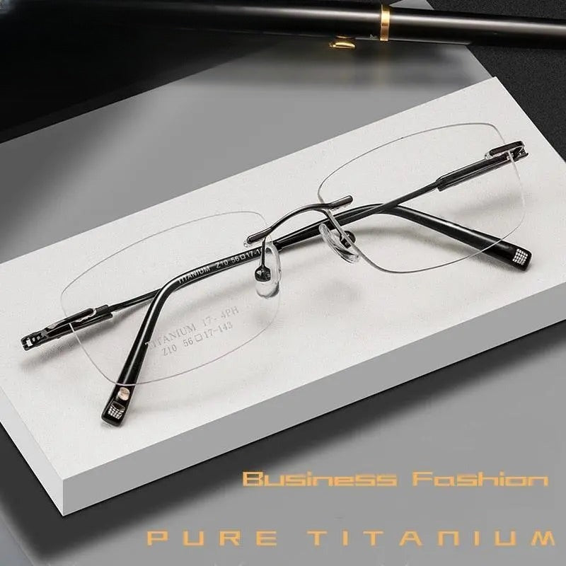 Men's Rectangular Rimless Titanium Prescription Glasses Z10wk — view 1 | Rx Spectacle