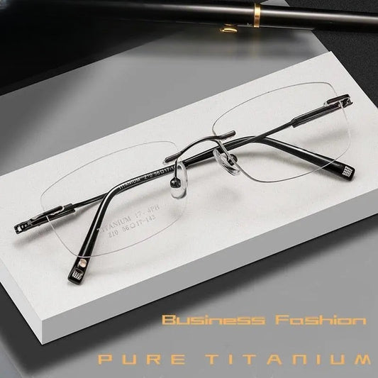 Men's Rectangular Rimless Titanium Prescription Glasses Z10wk — view 1 | Rx Spectacle