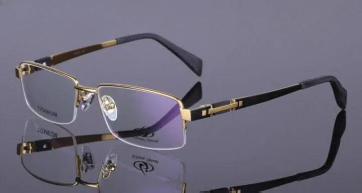 Men's Rectangular Semi-Rimless Titanium Prescription Glasses 8001 — view 5 | Rx Spectacle