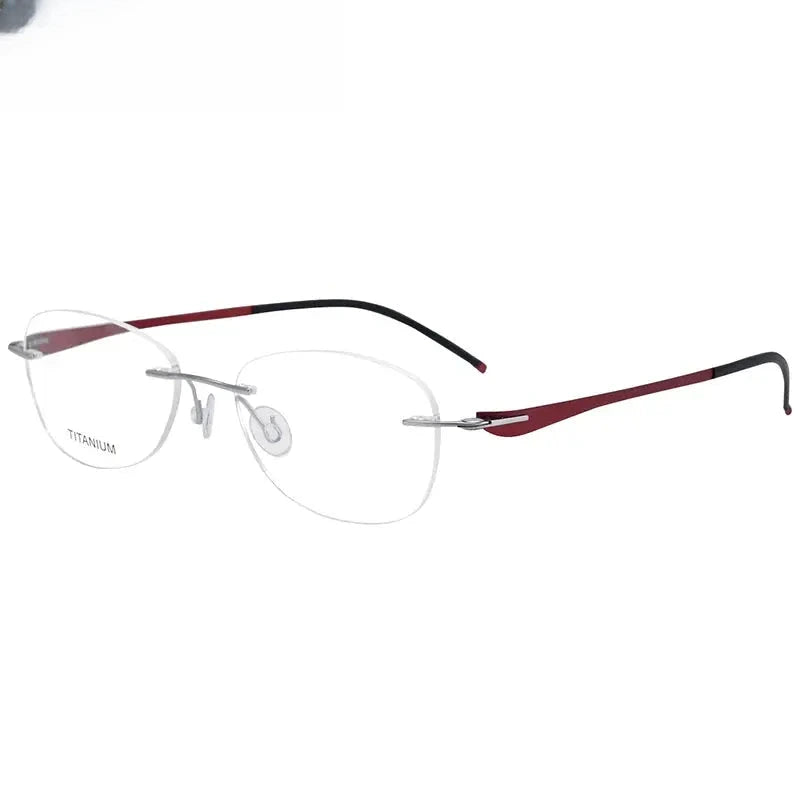 Unisex Oval Rimless Titanium Screwless Prescription Glasses 5003 — view 2 | Rx Spectacle