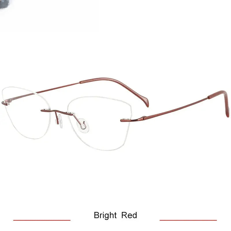 Women's Cat Eye Rimless Titanium Prescription Glasses 316086 — view 8 | Rx Spectacle
