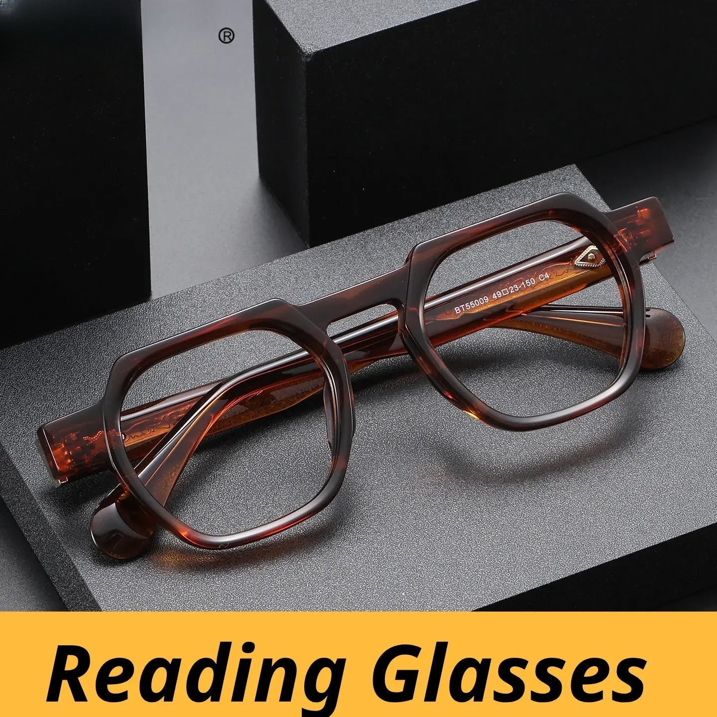 Men's Oval Full Rim Acetate Flat Top Oversized Reading Glasses 755009 — view 1 | Rx Spectacle