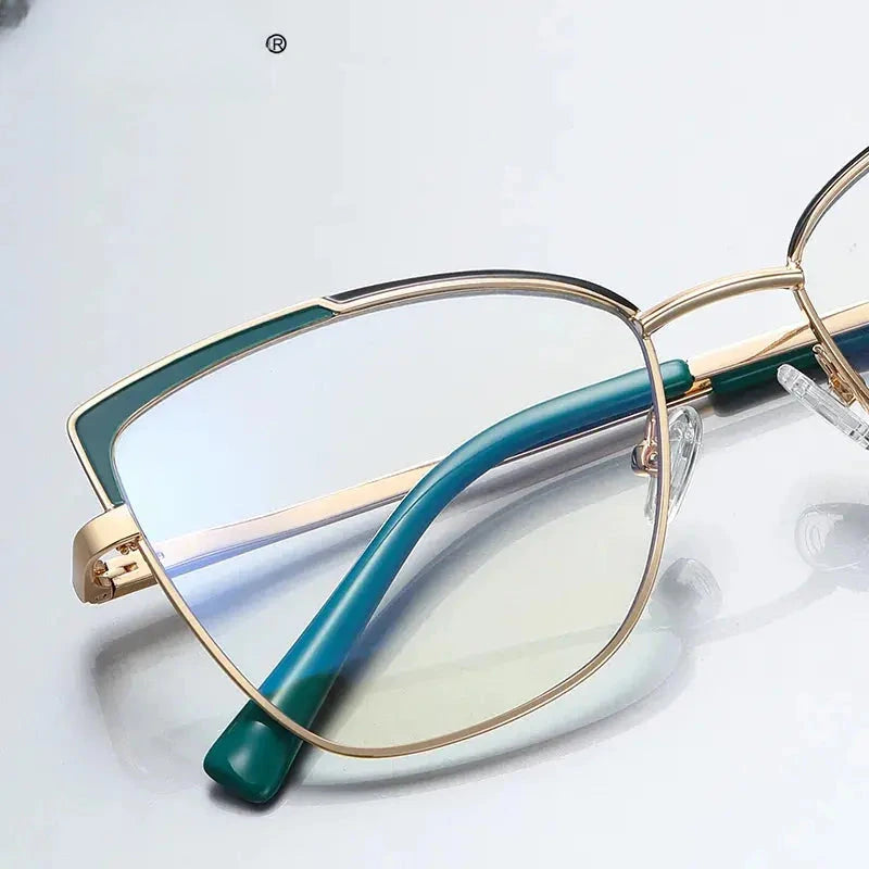 Women's Cat Eye Full Rim Alloy Reading Glasses 3104 — view 2 | Rx Spectacle