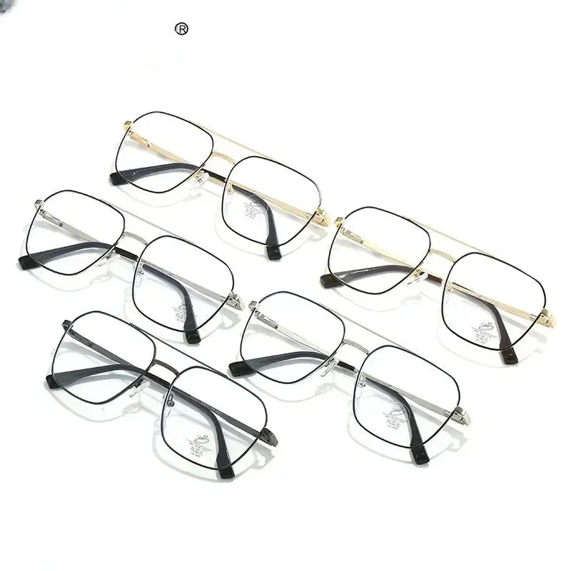 Unisex Square Full Rim Alloy Double Bridge Reading Glasses 46905 — view 3 | Rx Spectacle