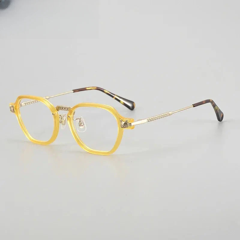 Unisex Polygon Full Rim Titanium Prescription Glasses 57009 — view 5 | Rx Spectacle