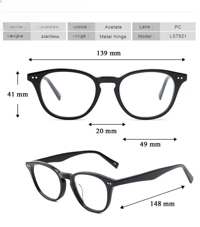 Unisex Square Full Rim Acetate Prescription Glasses 79217 — view 2 | Rx Spectacle