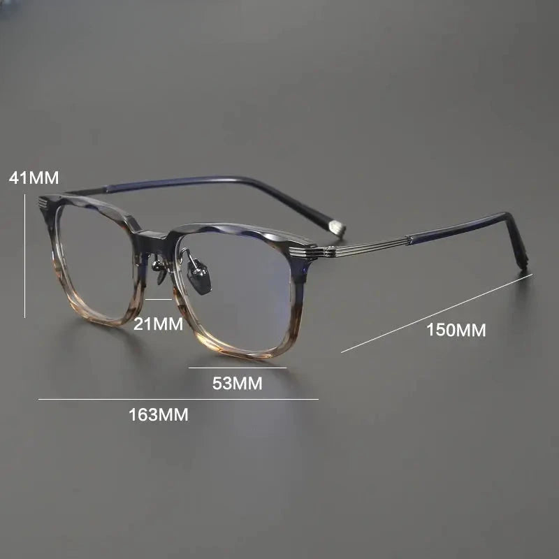 Men's Square Full Rim Titanium Oversized Prescription Glasses 352514 — view 2 | Rx Spectacle