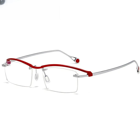 Women's Square Semi-Rimless Titanium Prescription Glasses 71208 — view 1 | Rx Spectacle