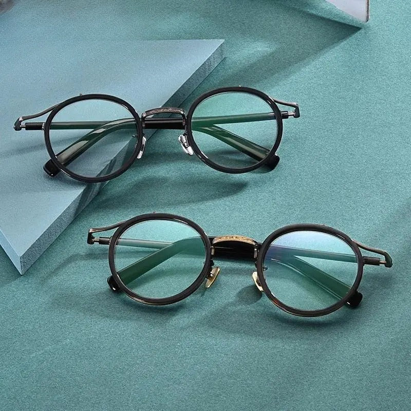 Unisex Round Full Rim Acetate Prescription Glasses Gxj37 — view 12 | Rx Spectacle