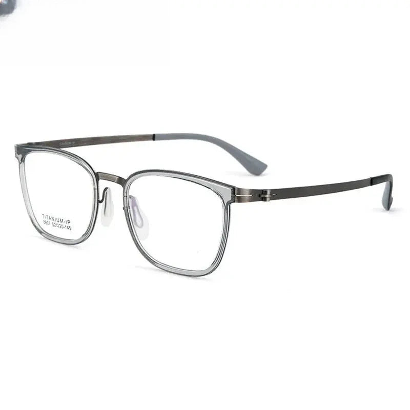 Unisex Square Full Rim Titanium Prescription Glasses 8807 — view 11 | Rx Spectacle