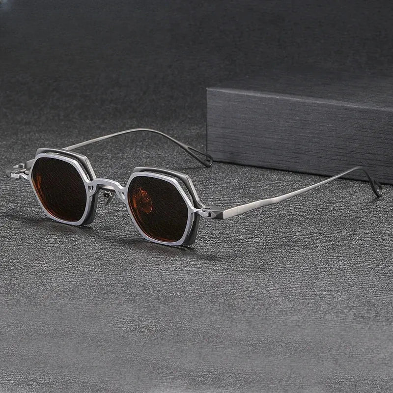 Unisex Polygon Full Rim Titanium Clip-On Prescription Glasses 1511 — view 2 | Rx Spectacle
