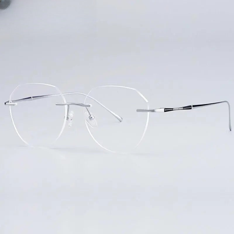 Women's Round Rimless Titanium Prescription Glasses 3018 — view 7 | Rx Spectacle