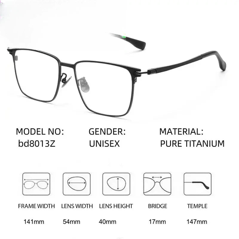 Unisex Square Full Rim Titanium Prescription Glasses 888013 — view 2 | Rx Spectacle