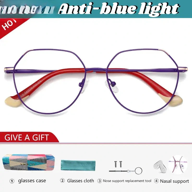 Women's Polygon Full Rim Stainless Steel Reading Glasses 3013 — view 12 | Rx Spectacle