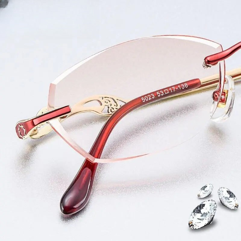 Women's Oval Rimless Titanium Prescription Glasses 5023 — view 5 | Rx Spectacle