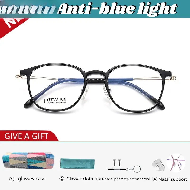 Women's Oval Full Rim Titanium Reading Glasses 50131 — view 8 | Rx Spectacle
