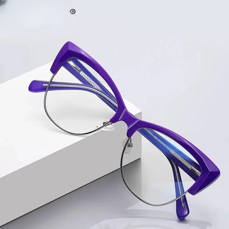 Women's Cat Eye Full Rim Titanium Reading Glasses 2181 — view 1 | Rx Spectacle