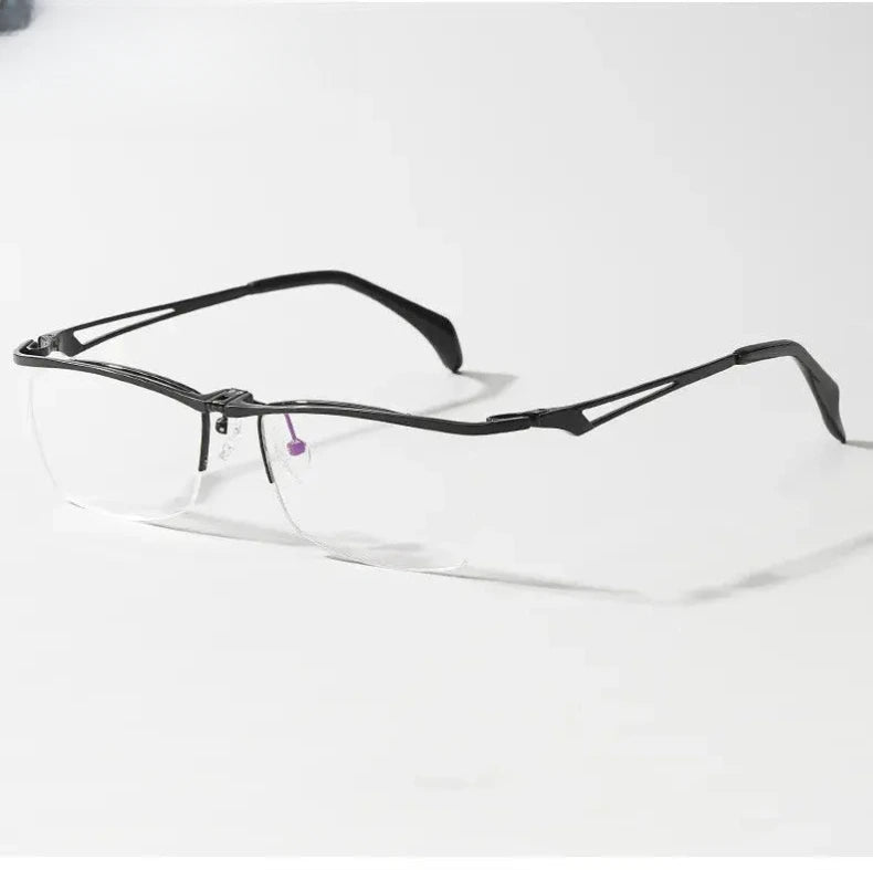 Men's Square Semi-Rimless Titanium Prescription Glasses 114896 — view 4 | Rx Spectacle