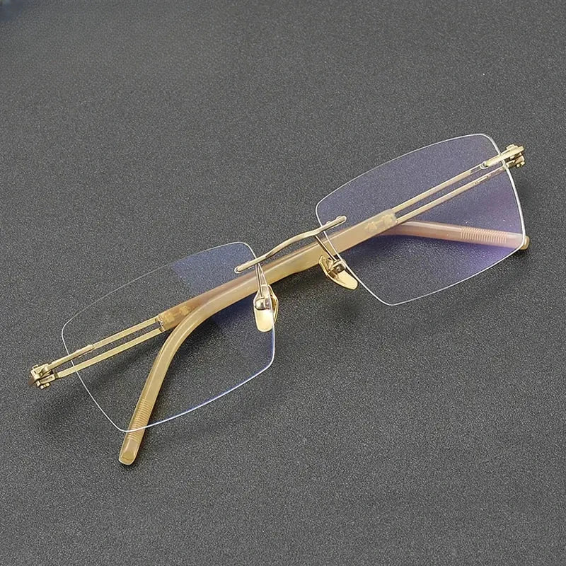 Men's Polygon Rimless Titanium Oversized Prescription Glasses 401001 — view 1 | Rx Spectacle