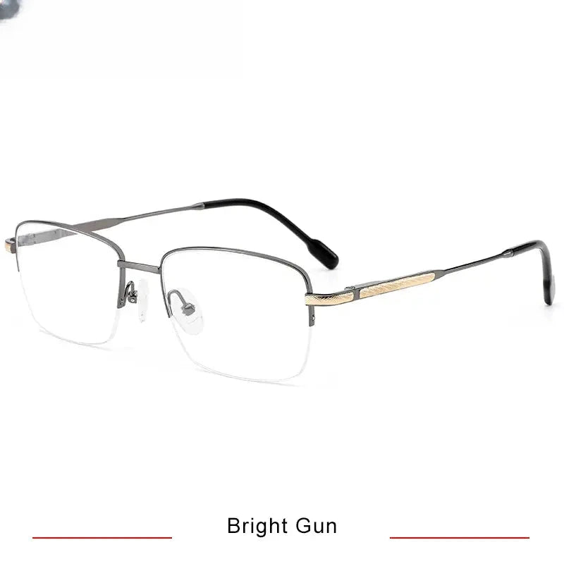 Men's Square Semi-Rimless Titanium Prescription Glasses 350027 — view 3 | Rx Spectacle